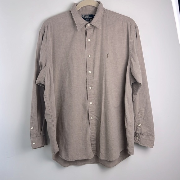Polo Ralph Lauren Harlow Men's Tan Herringbone XXL Button Down Long Sleeve Shirt - Picture 1 of 7
